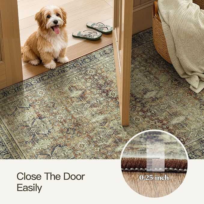 Lofus 3x5 Area Rug for Entryway,Brown Non Slip Area Rugs for Kitchen, Washablee Soft Rugs for Bedroom, Living Room, Tool Room Nursery Room Decor