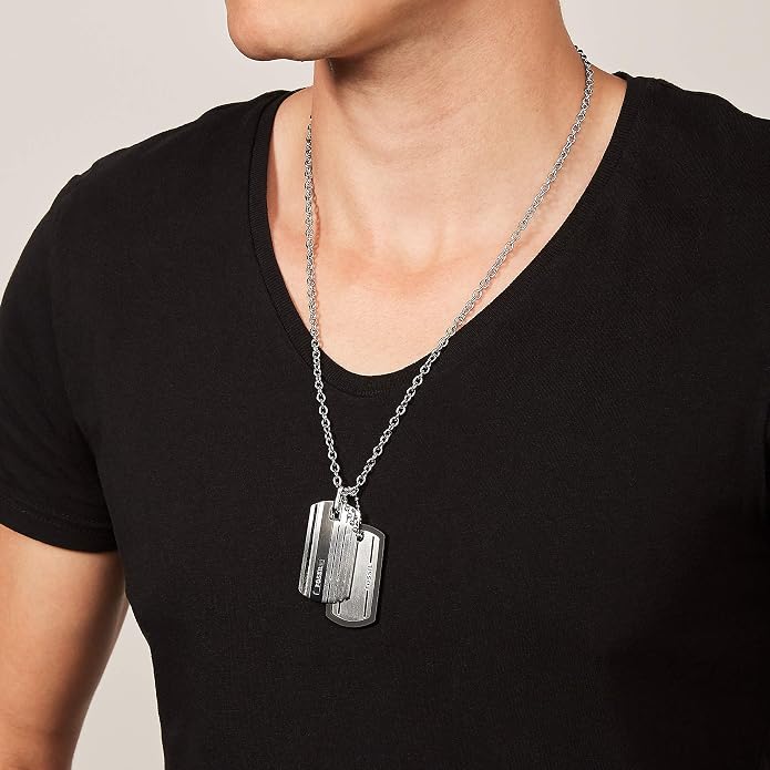 Fossil Men's Stainless Steel or Leather Necklace for Men