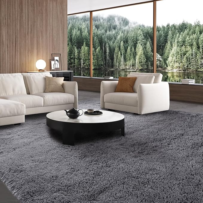 Area Rug 10x12 for Living Room Grey - Large Shag Soft Carpet | Cloud-Soft Comfort: Microfiber Memory Foam - Bare Feet Love The Sink-In Softness Your Whole Family Enjoys Every Day
