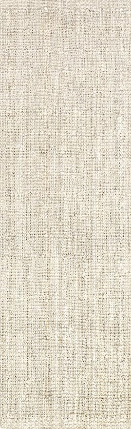nuLOOM Ashli Solid Farmhouse Jute Runner Rug, 2' 6" x 8', Off-white