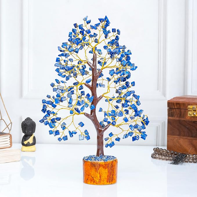 Crocon® Lapis Lazuli Crystals and Healing Stones Tree, Birthday Gifts for Women, Gifts for Mom Birthday, Crystal Tree for Positive Energy, Home Office Blue Decor, Spiritual Gift for Women & Men