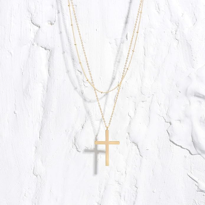 MEVECCO Layered Heart Necklace Pendant Handmade 18k Gold Plated Dainty Gold Choker Arrow Bar Layering Long Necklace for Women
