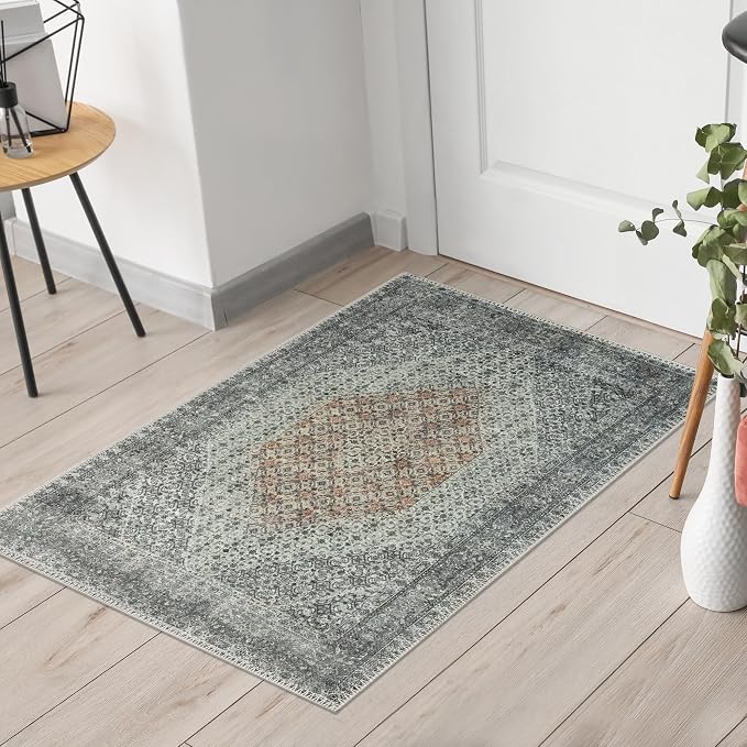 Keen Home Design 24"x36" Rug - Machine Washable Entry Rug with Non-Slip Backing, Ideal for Enteryway, Kitchen, Bathroom, Laundry Room - Vintage, Easy Clean, Durable, Low Pile - (2' x 3')