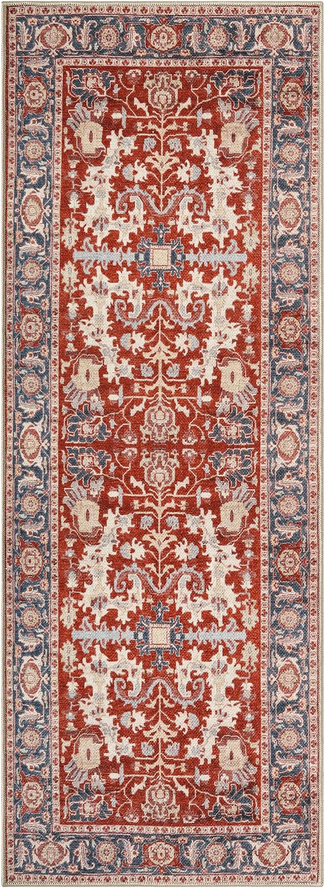 Keen Home Design 30"x120" Rug - Machine Washable Runner Rug with Non-Slip Backing, Ideal for Hallway, Entryway, Kitchen, Laundry Room - Vintage, Easy Clean, Durable, Low Pile - (2'6" x 10')