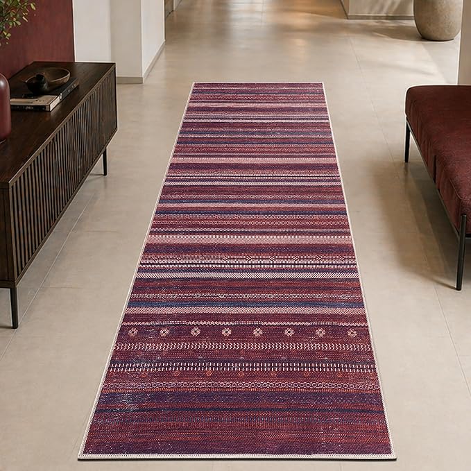 Keen Home Design 30"x84" Rug - Machine Washable Runner Rug with Non-Slip Backing, Ideal for Hallway, Entryway, Kitchen, Laundry Room - Vintage, Easy Clean, Durable, Low Pile Rug - (2'6" x 7')