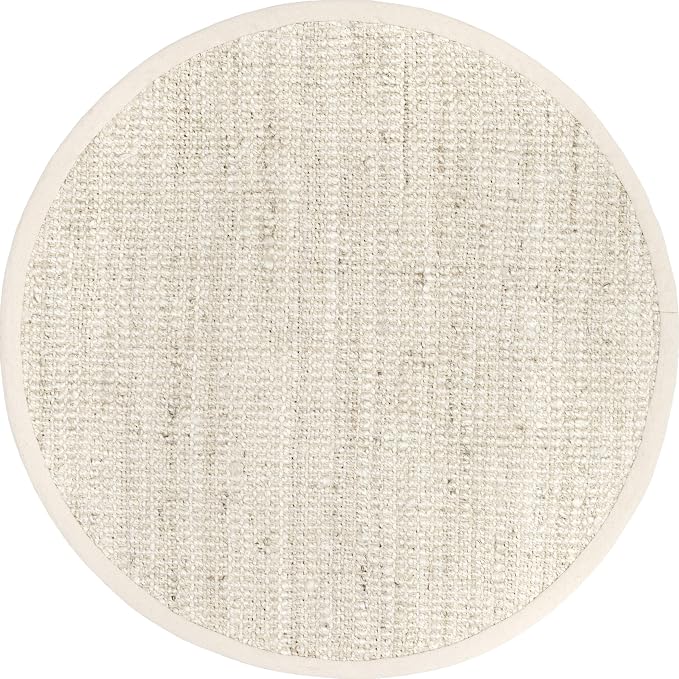 Nuloom Daniela Off-White, 4' Round, Handmade, Jute, Soft and Textured, High Traffic, Stain Resistant, Easy Clean, Durable Area Rug for Bedroom, Living Room, Dining Space, Foyer, Entryway