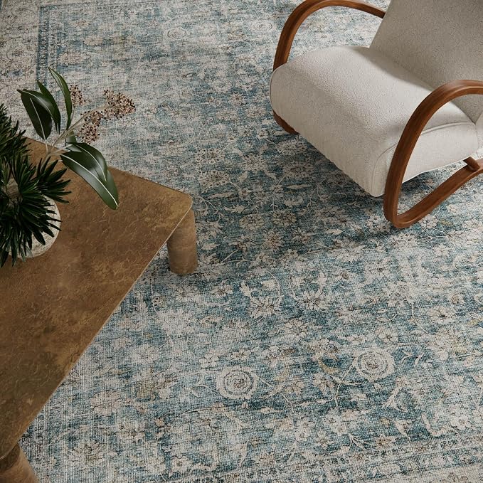 Machine Washable Living Room Rug: 6x9 Area Rugs for Bedroom Vintage Stain Resistant Non Slip Low Pile Lightweight Boho Carpet for Kitchen Dining Room Farmhouse Kids Room Nursery