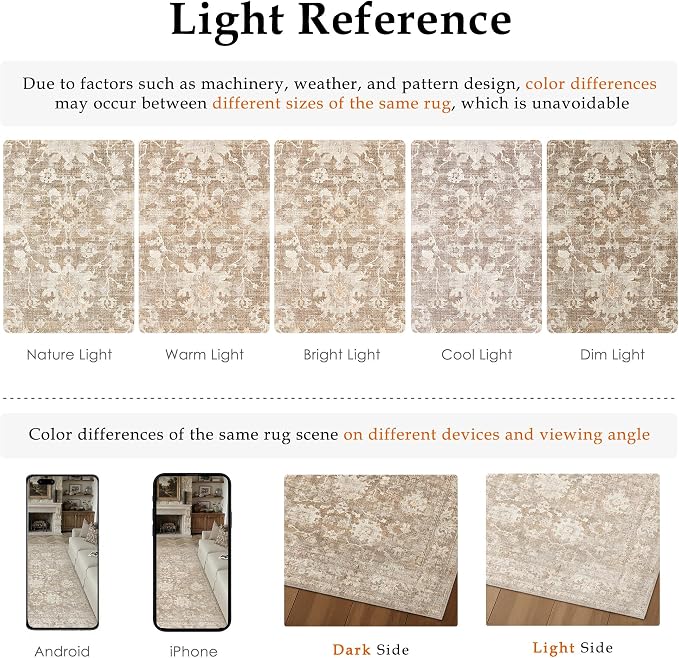 HUGEAR 2x6 Runner Rug Beige Machine Washable Rug Room Decor Vintage Distressed Hallway Rugs Low Pile Carpet Non Slip Washable Rugs for Kitchen Laundry Room Living Soft Lightweight