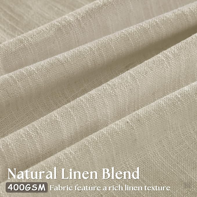 TWODRAPES 60 Inch Width 102 Inches Long Linen Pinch Pleat Curtains 1 Panel | Light Filtering Semi Sheer Privacy, 400GSM Fabric Memory Shape, Pinch Pleated, for Sliding Door Living Room Bedroom, W60xL102