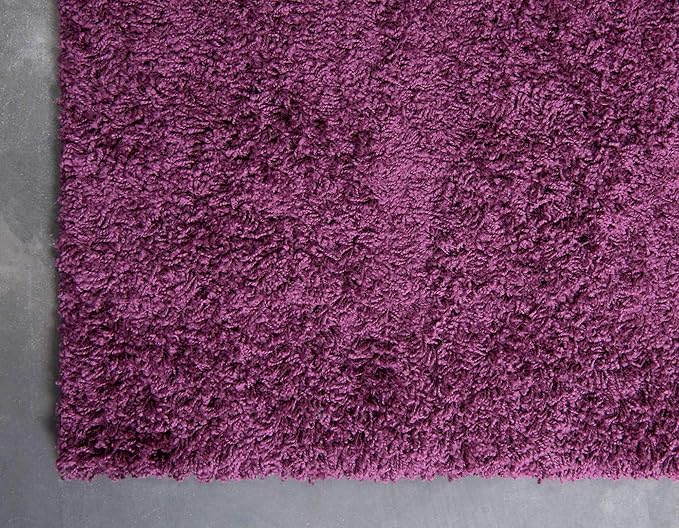 Unique Loom Solid Shag Collection Area Rug (2' x 3' 1" Rectangle, Eggplant Purple)