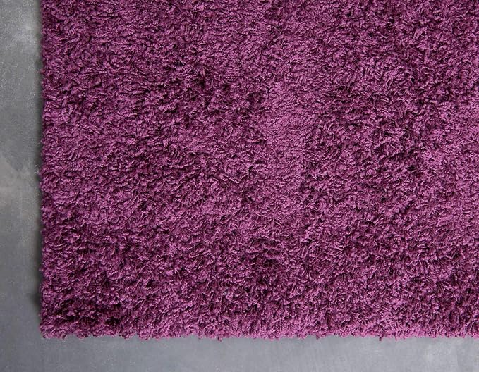 Unique Loom Solid Shag Collection Area Rug (8' x 10' Rectangle Eggplant Purple)