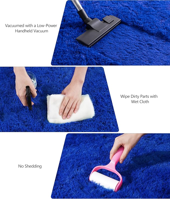 9x12 Large Area Rugs for Living Room, Blue Fluffy Shag Rug | Bedroom and Nursery, Soft and Comfy, Big Fuzzy Carpet for Kids, Girls Room Dorm Home Decor Aesthetic, Upgrade Non Slip