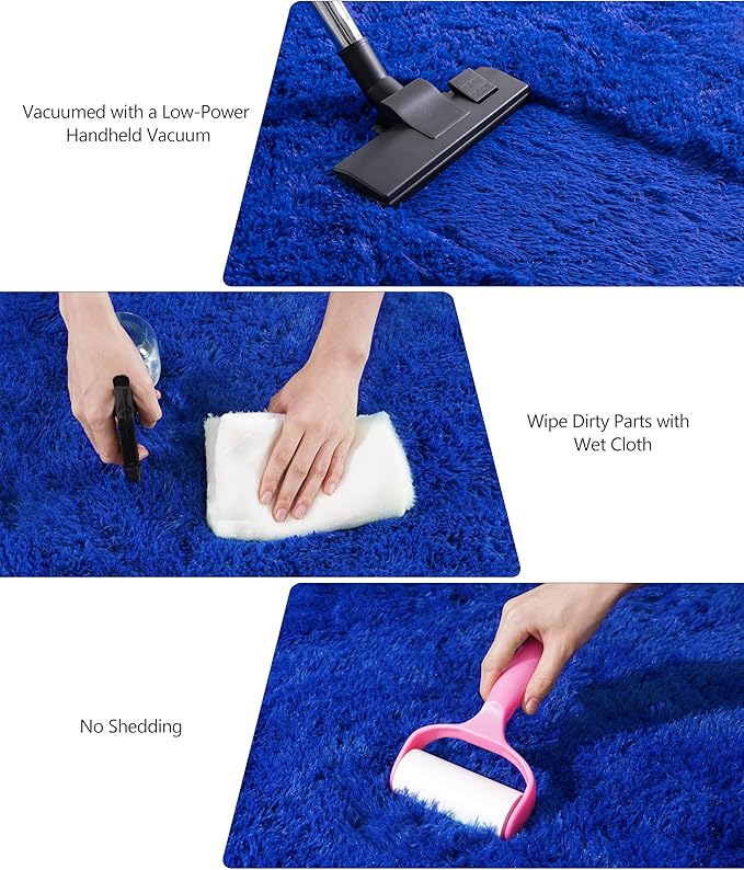 6x9 Large Area Rugs for Living Room, Fluffy Shag Rug for Bedroom | Soft and Comfy, Big Fuzzy Carpet, Upgrade Non Slip Shag Carpet, for Kids, Girls, Boys Room Dorm Home Decor Aesthetic, Blue