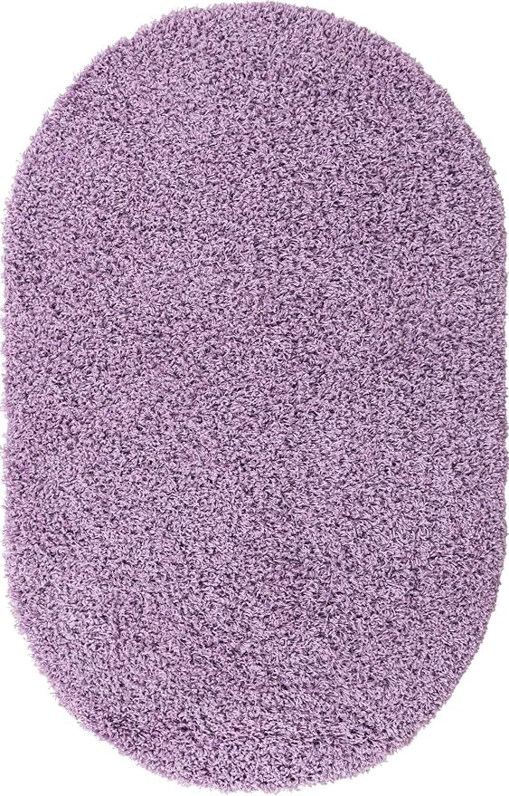 Unique Loom Solid Shag Collection Area Rug (3' 3" x 5' 3" Oval, Lilac)