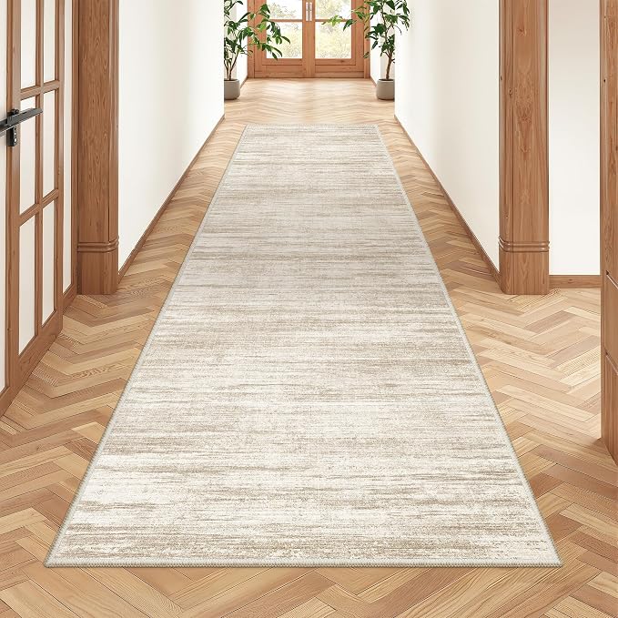 2x7 Runner Rug Non Slip,Washable Hallway Runner Rug,Brown | Neutral Rugs for Kitchen,Entryway,Bedroom,Bathroom,Nursery Room,Thin,Soft Runner Rug,Stain Resistant Indoor Carpet