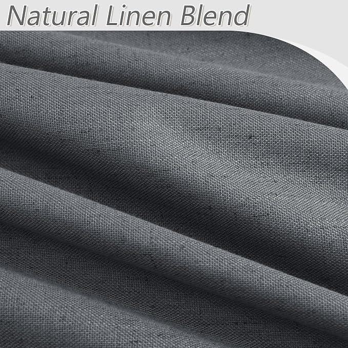 Guken 100% Blackout Curtains 102 Inch Length 2 Panels Set for Living Room Bedroom Back Tab Thermal Insulated Black Out Linen Drapes Room Darkening Blazer Grey,52x102