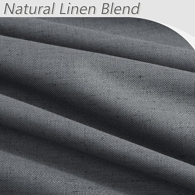 Guken 100% Blackout Curtains 108 Inch Length 2 Panels Set for Living Room Bedroom Back Tab Thermal Insulated Black Out Linen Drapes Room Darkening Blazer Grey,52x108