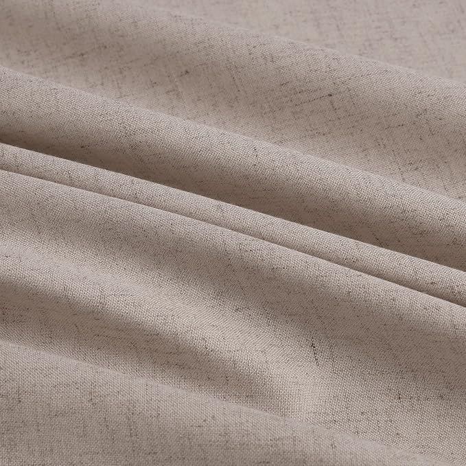 Aersas Ecru Pleated Linen Curtains 90 Inches Long for Living Room Dining 2 Panels Pinch Pleat Drapes Hooks Rings Rustic Farmhouse Light Filtering Semi Sheer 90 Inch Curtain for Bedroom Tan Beige