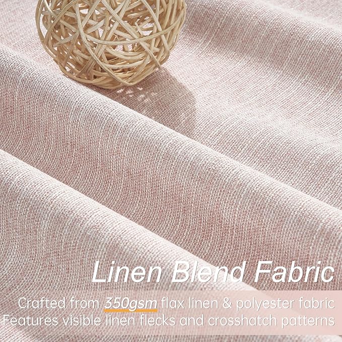 Topfinel Elegant Blush Pink 102 Inch Curtains 100% Blackout Linen Textured for Living Room Bedroom Nursery Light Blocking Drapes Dusty Pink Back Tab Curtains with Rings Hooks 2 Panels Set