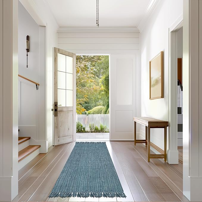 nuLOOM Daniela Blue Solid Flatweave Runner Rug, 2' x 8'
