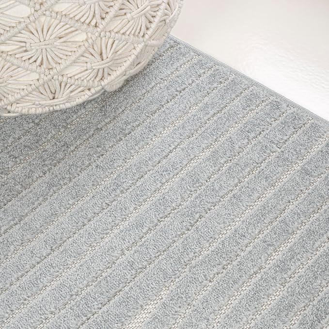 JONATHAN Y Hallie High-Low Curve Light Blue/Cream 3x5 Indoor/Outdoor Area Rug, Minimalist Geometric, Pet Friendly, for Patio, Backyard, Living Room, Bedroom, Office, Hose-Washable (SCN100E-3)