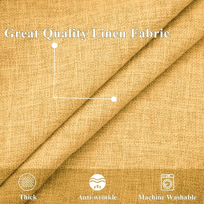decorUhome Yellow Faux Linen Outdoor Throw Pillow Covers 24x24 Set of 2 | Fall Decorative Textured Neutral Modern Farmhouse Pillow Covers with Stitched Edge for Couch Sofa Bed Living Room