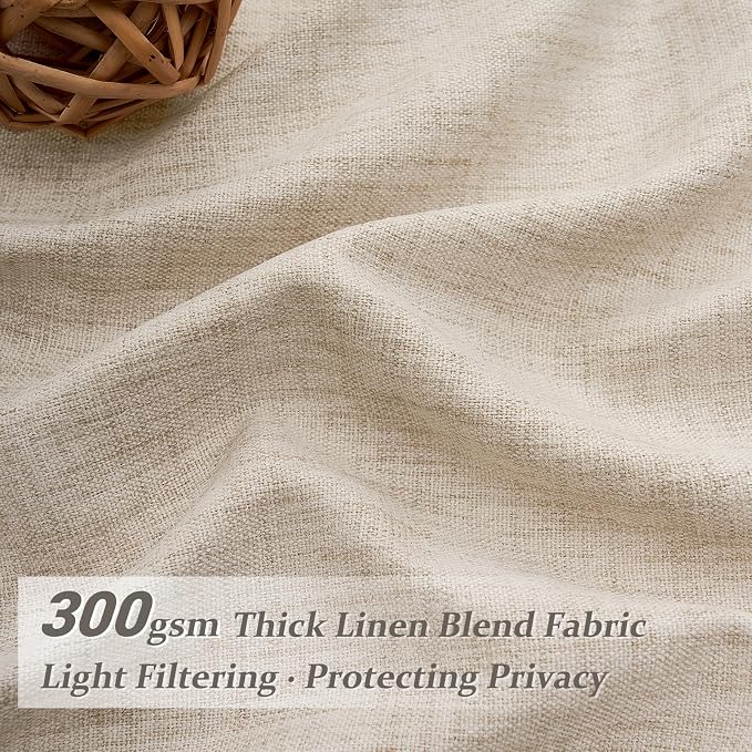 Extra Wide Natural Linen Curtains 84 Inch Length 2 Panels for Bedroom, Elegant Memory Shape Pinch Pleated Sheer Cream Oatmeal Viral Curtain 70 x 84 Inches Long Light Filtering for Dining Room Windows
