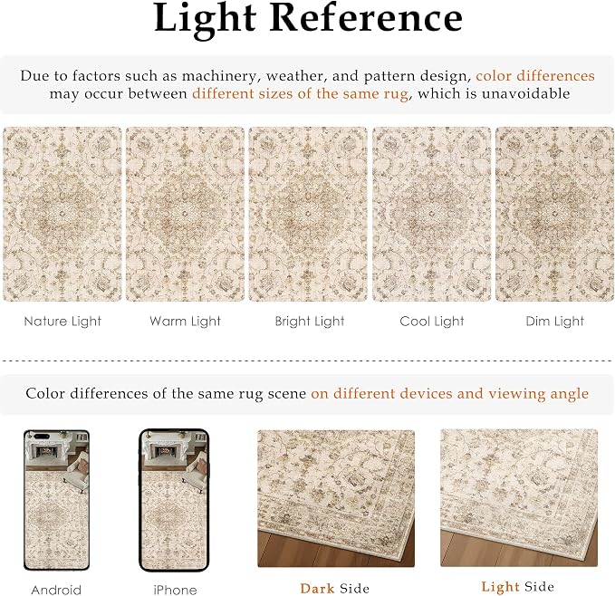 PureCozy 2x6 Beige Runner Rug Washable Hallway Vintage Carpet Kitchen Distressed Small Long Non Slip Low Pile Thin Bedroom Medallion Accent Throw Rug Laundry Living Room