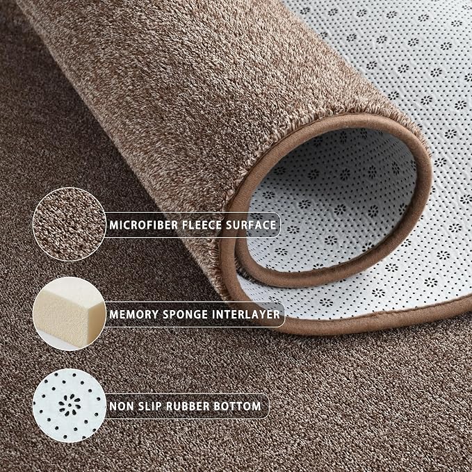 Tepook 5x7 Brown Area Rugs for Living Room Bedroom | Modern Washable Non-Slip Minimalist Rug, Indoor Memory Foam Carpets for Boys Girls Room Home Decor