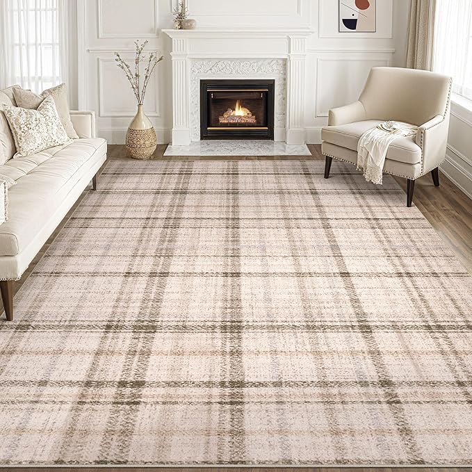 Tortania Area Rug Living Room Rugs - 10x14 Washable Large Soft Neutral Boho Moroccan Bohemian Farmhouse Rug Indoor Floor Carpet for Bedroom Under Dining Table Home Office Decor - Taupe