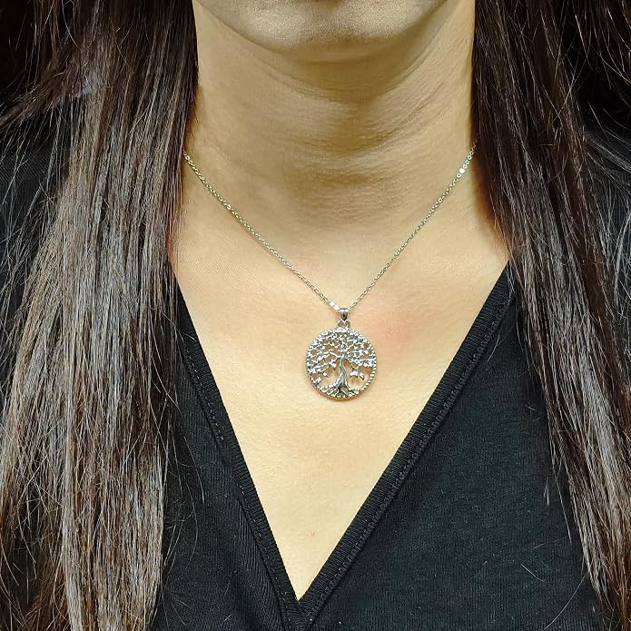 Tree of Life Necklace for Women, 925 Sterling Silver Pendant Necklace, Dainty Family Tree Celtic Jewelry, Birthday Anniversary Mothers Day Gift