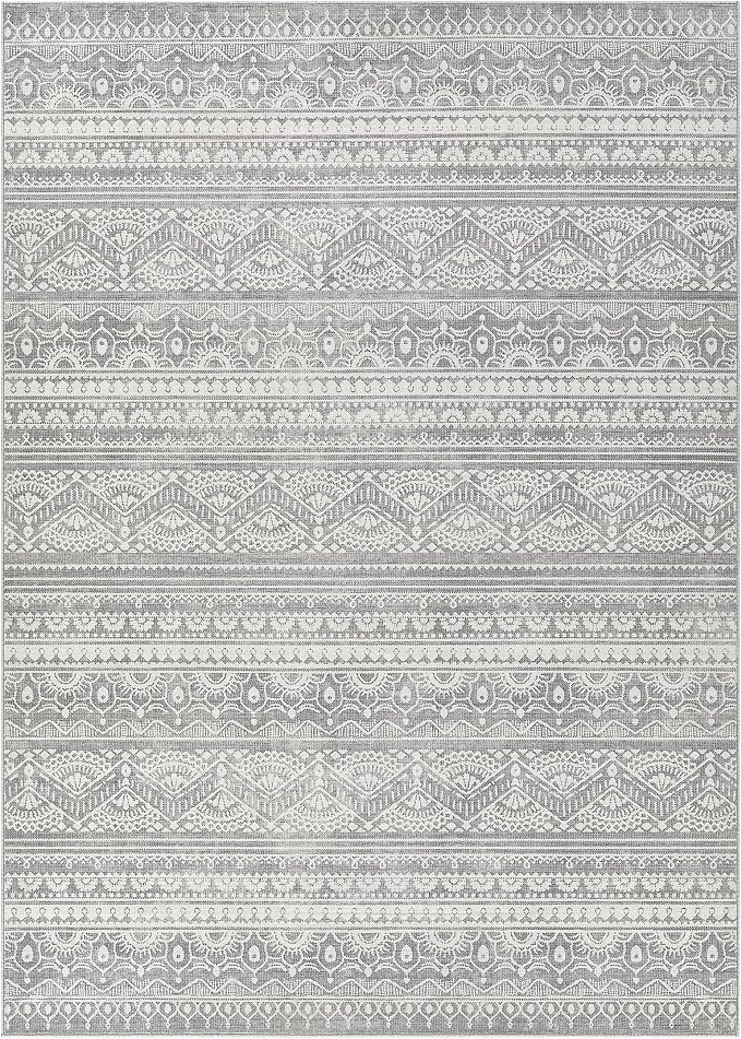 Tortania Area Rug Living Room Rugs - 10x12 Washable Large Soft Neutral Boho Moroccan Bohemian Farmhouse Rug Indoor Floor Carpet for Bedroom Under Dining Table Home Office Decor - Neutral Grey