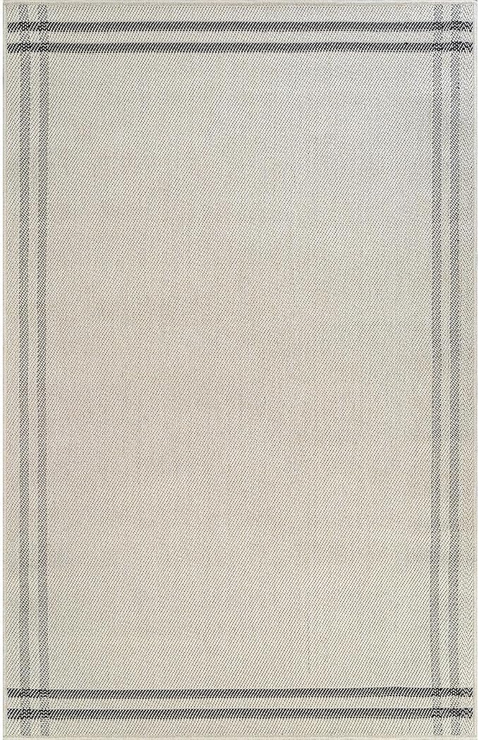 Luul Home Easy Jute Rugs 4x6 Bordered Bone Color Living Room Indoor Outdoor Area Rug for Patio and Kitchen Rug High Traffic Washable Easy to Clean Solid Boho Woven Design Outside Carpet (4 x 6)
