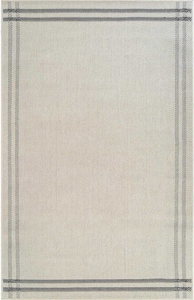 Luul Home Easy Jute Rugs 5x7 Bordered Bone Color Living Room Indoor Outdoor Area Rug for Patio and Kitchen Rug High Traffic Washable Easy to Clean Solid Boho Woven Design Outside Carpet (5 x 7)