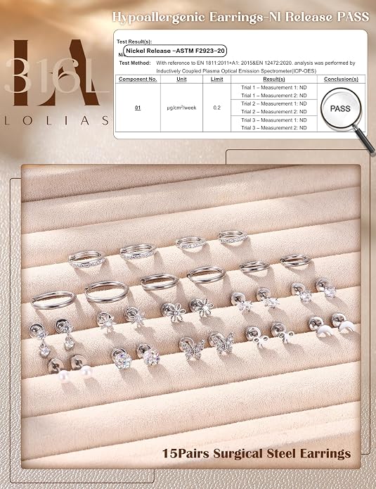 LOLIAS 14K Gold Plated Flat Back Earrings - Hypoallergenic Surgical Stainless Steel Stud Hoop Earrings for Women Girls Cute Stud Earring Set Small Huggie Hoops Cartilage Earring Stacks