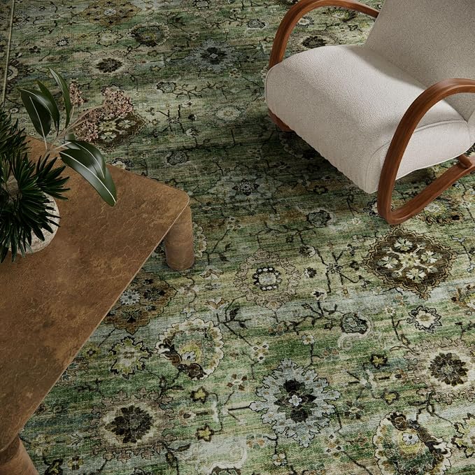Washable Area Rugs for Living Room: 6x9 Rug Boho Vintage Rugs Stain Resistant Non Slip Low Pile Lightweight Soft Carpets for Bedroom Kitchen Dining Room Nursery Kids Room Farmhouse Home Office