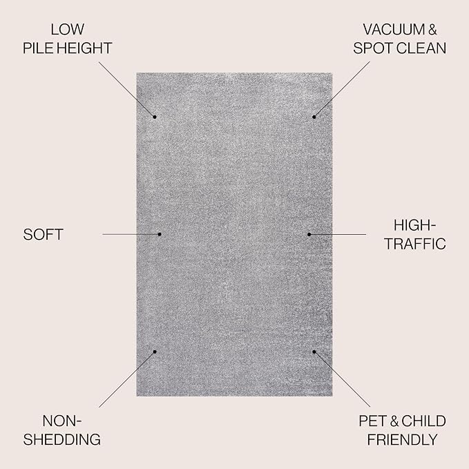JONATHAN Y Haze Solid Low-Pile Gray Indoor Area Rug 10x14, Coastal,Bohemian,Minimalist,Classic, Easy-Cleaning for Living Room,Bedroom,Kitchen,Pet Friendly,Non-Shedding (SEU100A-14)