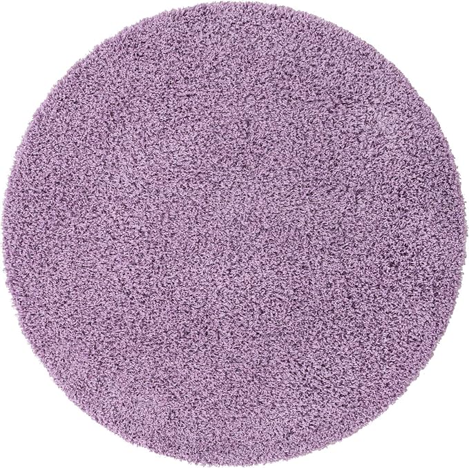 Unique Loom Solid Shag Collection Area Rug (5' 3" Round, Lilac)