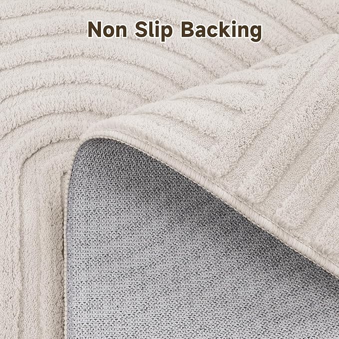 Pauwer 3x6 Washable Area Rugs for Living Room Modern Beige Solid Color Soft Fluffy Rugs for Bedroom Non Slip Boho Accent Indoor Mat Floor Carpet Cover for Kids Dining Room Kitchen Office
