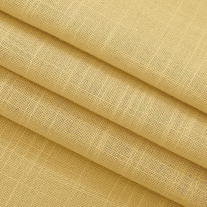 Gold Curtains for Living Room Back Tab Modern Farmhouse Semi Sheer Curtains 108 inches Long 2 Panels Set Muted Neutral Window Curtain for Dining Room Bedroom 52x108