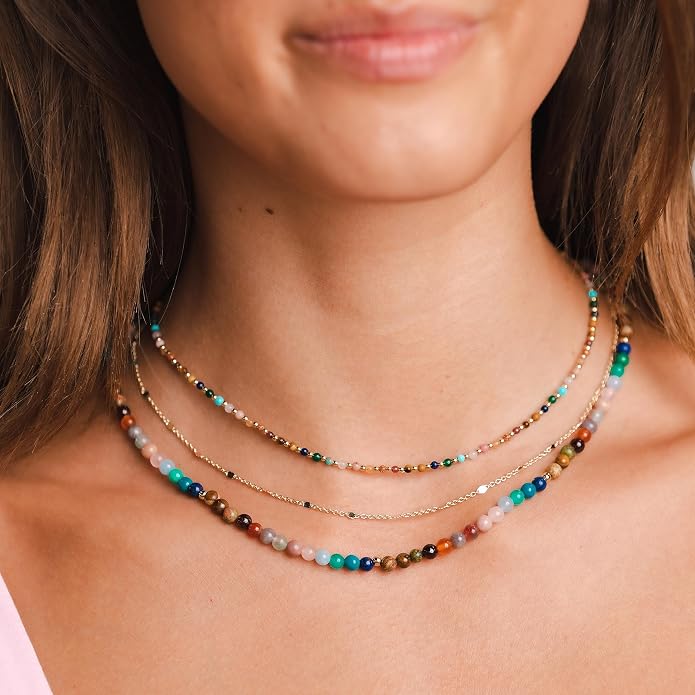 Lotus and Luna 7 Chakra Necklace for Women - Healing Crystal Necklace with Genuine Stones (Master Healer) to Bring Balance and Healing to Mind and Body - Handmade Jewelry Gift