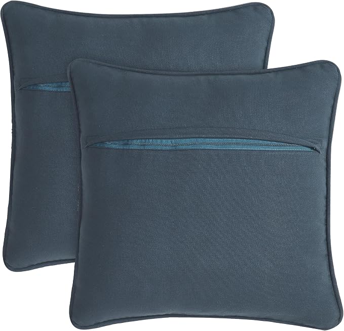 Boho Living Jada Decorative Throw, Includes Accent, Premium Woven Design, Living Room Décor, (2) 20" x 20" Pillow Cover with Insert, Indigo