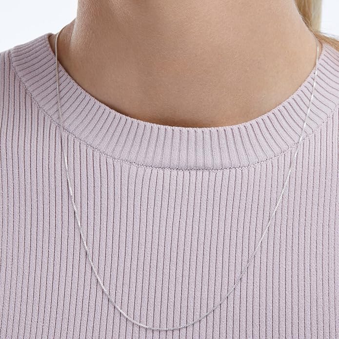 Amazon Essentials Sterling Yellow Gold or Silver Thin 0.8mm Box Chain Necklace