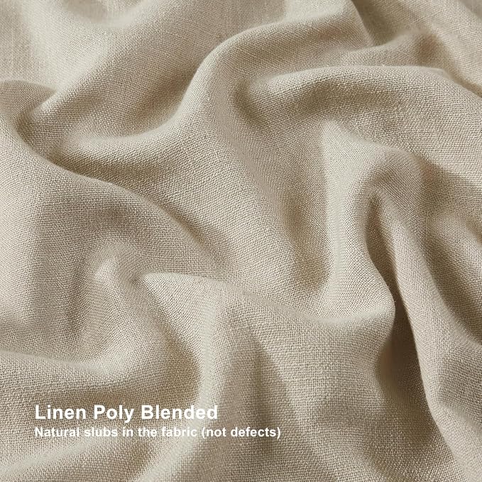 Vision Home Sand Pinch Pleated Full Blackout Curtains Linen Blended Room Darkening Window Curtains 108 inch for Living Room Bedroom Thermal Insulated Pinch Pleat Drapes with Hooks 40" Wx108 Lx2