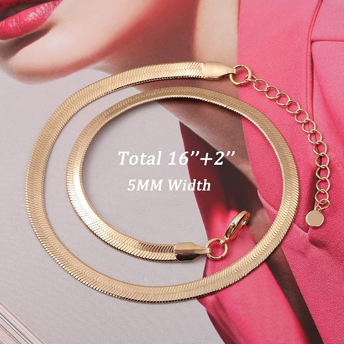Natural Freshwater Baroque Pearl Necklace 14K Gold Plated Dainty Choker Necklace for Women Girls Snake Chain/Cuban Link/Paperclip/Ball Beaded Chain/Tennis Chain Fashion Jewelry for Gift