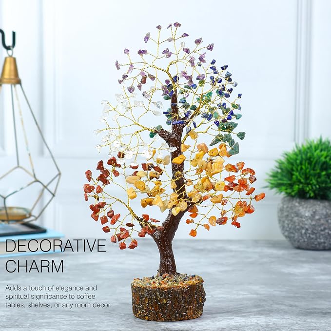 Crocon® Crystal Tree of Life 7 Chakra Healing Crystal Trees, Birthday Gifts Women, Sister & Mom | Home Decor, Gemstone Trees for Positive Energy, Good Luck Office Desk Decor, Housewarming Gift Home