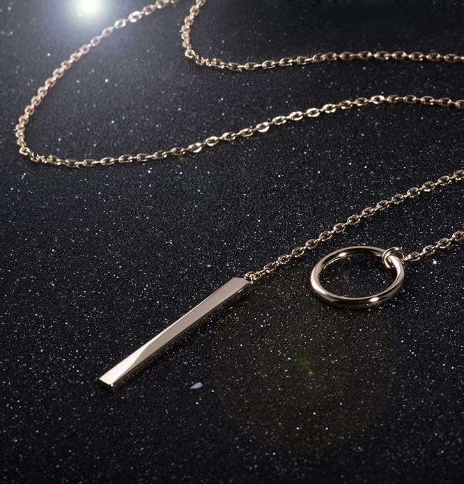 S.Leaf Gold Dainty Pendant Necklaces for Women Sterling Silver Gold Plated Layered Horizontal Vertical Bar Star Starburst Moon Cubic Zirconia Lariat Necklace for Women Trendy Gifts