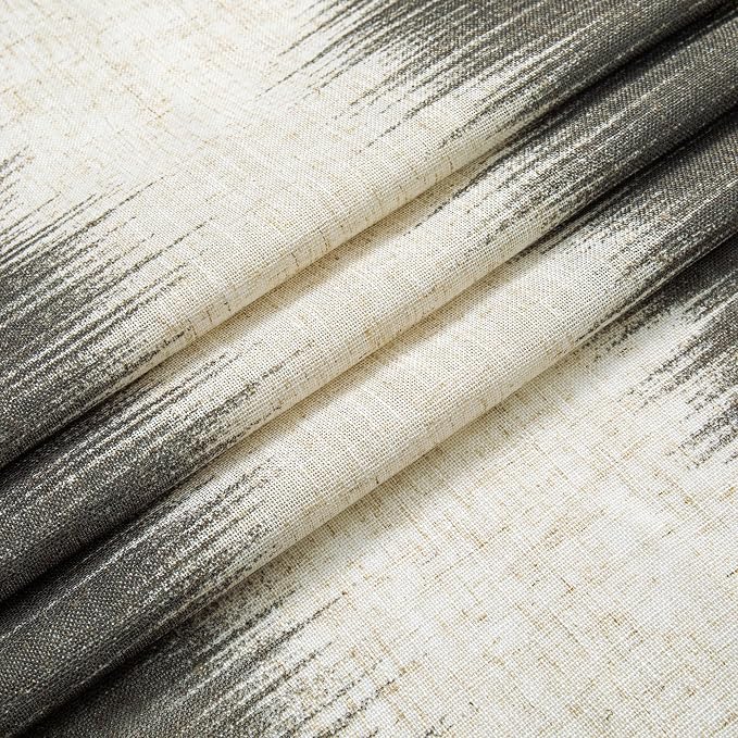 MYSKY HOME Ceiling Curtains for Living Room, Farmhouse Style Lines Printed Curtains 95 Inches Long Semi Sheer Drapes for Living Room, Modern Style Room Divider Curtains, 50"x95", Khaki, 2 PCs