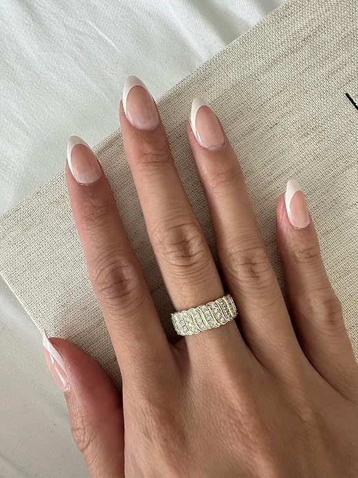 PAVOI 14K Gold Plated Chunky Ring | Cubic Zirconia Stackable Rings | Chunky Wide Band for Women