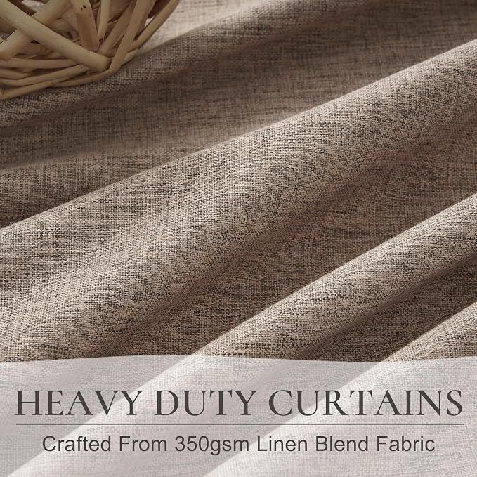 Dark Flax Black Out 108 Inch Long Boho Curtains 2 Panel Set, Farmhouse Curtain for Living Room Darkening/Thermal/Noise Reduction Textured Linen Drape 9ft Hook&Ring Included Chocolate 50"Wx108" L